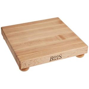 John Boos Maple Edge Grain Cutting Board with Feet, 12 Inches Square, 1.5 I