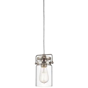 Kichler Lighting 42878NI Brinley 1LT MiniーPendant, Brushed Nickel Finish wi