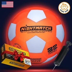 NIGHTMATCH Light Up LED Soccer Ball ー Official Size 5 ー Extra Pump and Battの商品画像