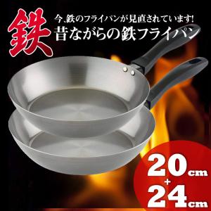 フライパンセット 鉄 20cm 24cm 匠の技 昔ながらの鉄フライパン ih 育てる鉄のフライパン 鉄分補給  北海道沖縄離島＋600円