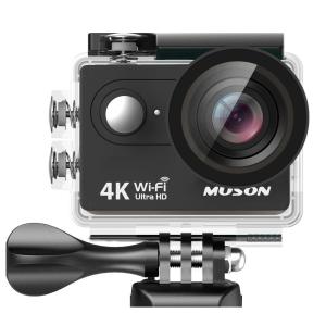 【全品送料無料】MUSON ムソン アクションカメラ 4K 30M防水 1200万画素 2インチ液晶画面 リモコン付き 170度広角レンズ  ＭC2 ブラック