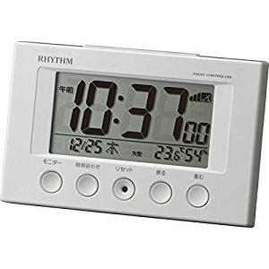 【全品送料無料】【限定値下げ】RHYTHM リズム 時計 電波 目覚まし 時計 デジタル フィットウェーブスマート 温度 湿度 カレンダー 表示 白 8RZ166SR03