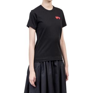 コムデギャルソン プレイ COMME des GARCONS PLAY レディース トップス ワンポイント 黒地 ダブルハート 半袖 Tシャツ DOUBLE HEART LOGO TSHIRT