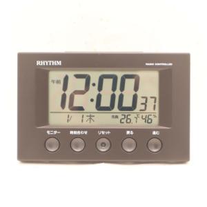リズム(RHYTHM) 目覚まし時計 電波時計 温度計・湿度計付き フィットウェーブスマート 黒 7.7×12×5.4c