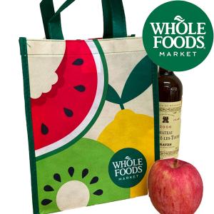 小さめ エコバッグ トートバッグ  WHOLE FOODS ホールフーズ マーケット  リユーザブル エコバッグ  リサイクル ボトル使用 メール便可｜honeydo