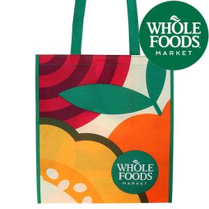 エコバッグ トートバッグ  WHOLE FOODS ホールフーズ マーケット  リユーザブル エコバッグ  リサイクル ボトル使用 大きめ メール便可｜honeydo