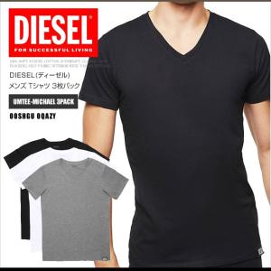 ディーゼル Tシャツ 半袖 メンズ Vネック 3枚パック 00SHGU 0QAZY UMTEE-MICHAEL 3PACK インナー ロゴ ワンポイント DS41357
