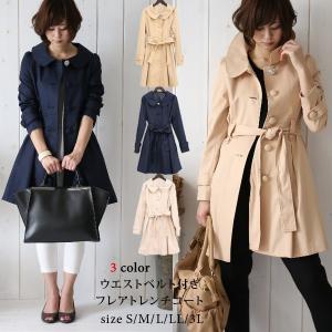 レディース スプリングコート ライトアウター トレンチコート 大きいサイズ ロング  アウター コート 春