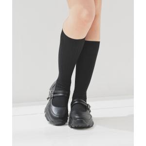 靴下 ソックス ハイソックス 無地 綿混 リブ...の詳細画像4