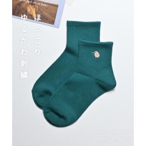 靴下 ソックス ショート丈 ワンポイント 刺繍...の詳細画像1