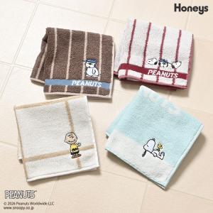 ハンカチ タオルハンカチ ミニタオル スヌーピー キャラクター アップリケ刺繍 刺繍 綿100％ ほっこり レディース Honeys ハニーズ スヌーピー／タオル