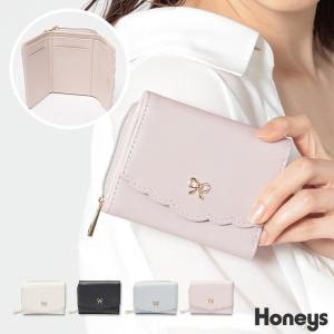 お財布 財布 ウォレット レディース 白 黒 フェミニン 可愛い コンパクト フェイクレザー 上品 Honeys ハニーズ スカラップウォレット｜ハニーズ Yahoo!店