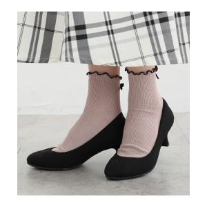靴下 ソックス クルー丈 バックリボン フリル...の詳細画像2