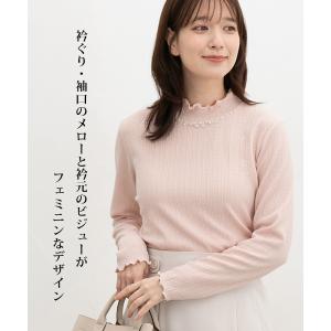 トップス カットソー 長袖 オフィス きれいめ...の詳細画像1