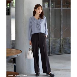 トップス ブラウス 長袖 大きいサイズ オフィ...の詳細画像2