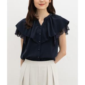 トップス ブラウス ノースリーブ オフィス き...の詳細画像4