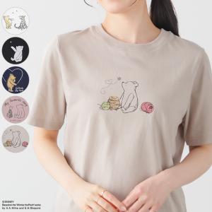 トップス 半袖Tシャツ カットソー UVカット キャラクター 綿混 クルーネック レディース SALE Honeys ハニーズ プーさん／半袖Ｔシャツ