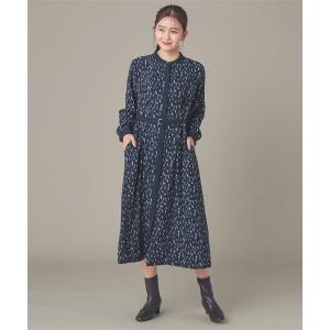 長袖 ロング丈 ベルト付き バンドカラー 比翼...の詳細画像3