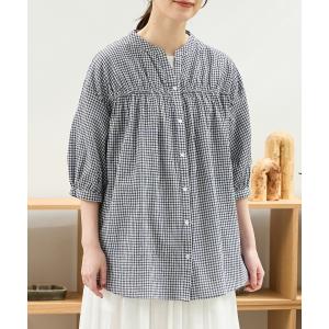 トップス ブラウス スキッパー マオカラー 綿...の詳細画像3