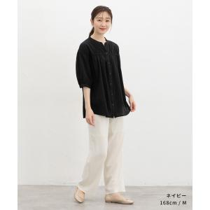 トップス ブラウス スキッパー マオカラー 綿...の詳細画像4