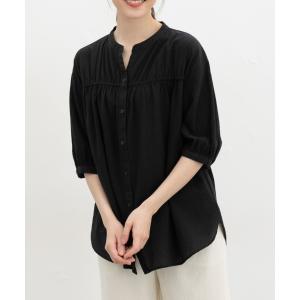 トップス ブラウス スキッパー マオカラー 綿...の詳細画像5