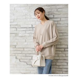 カットソー 長袖 ドルマン袖 Vネック アクセ...の詳細画像5