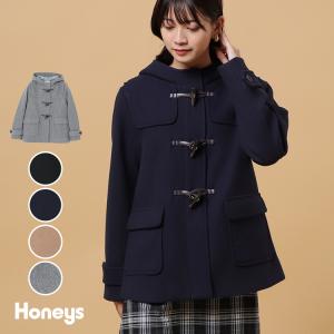 アウター ダッフルコート ショート丈 フード ウール調