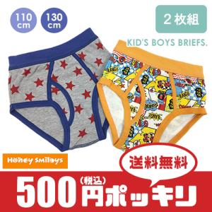 500円 ポッキリ キッズ 男の子 ブリーフパンツ (柄違い2枚組) 前閉じ ブリーフ パンツ ボーイズ 男児 子供｜honeysmileys2