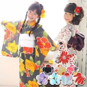 親子ペア 浴衣 子供 女の子 選べるキュートな 5柄 レト...