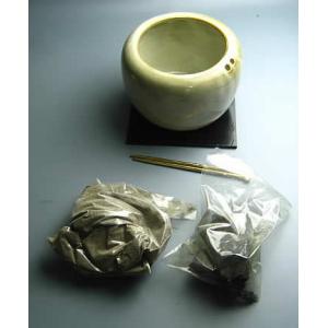 かすみ野火鉢　L　（ワラ炭・竹炭・火箸・敷板付）