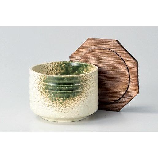 焼杉　蓋付　粉引　グリーン吹　飯器　飯碗　茶碗 【美濃焼】