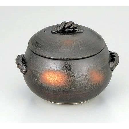 送料無料　沖縄　離島除く　みすず　三鈴　ミスズ　　黒丸　ごはん鍋　炊飯　土鍋　7合用【万古焼】435...