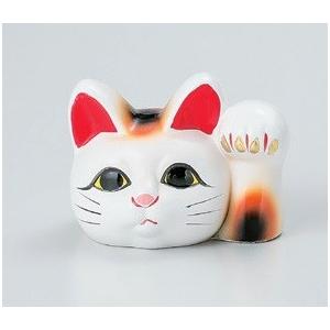 白　見守り猫　小　高さ　7cm　 常滑焼