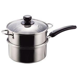 だんらん ステンレス製 片手2段 蒸し器 18cm H-5874[01]