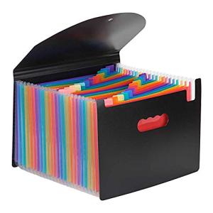 PIKAPIKA ドキュメントスタンドA4 25ポケットファイルボックス 書類ケース 収納ボックス 整理 自立型(カラー) ブラックの商品画像