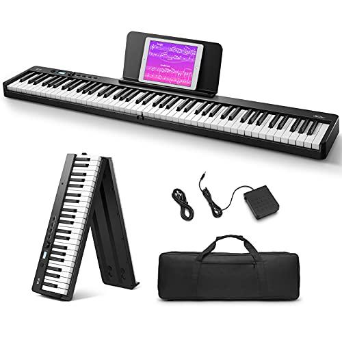 Eastar 電子ピアノ 88鍵盤 キーボード 折り畳み式 軽量 ワイヤレスMIDI機能 タッチレス...