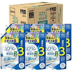 【ケース販売 大容量】ソフラン プレミアム消臭 特濃抗菌プラス リフレッシュサボンの香り 柔軟剤 詰め替え 特大1200ml×6個セット｜honki-benri