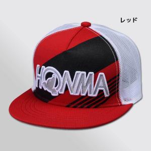 HONMA 半メッシュ フラット スラッシュストライプキャップ