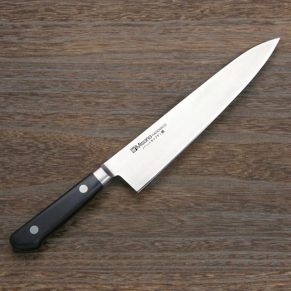 ミソノ 牛刀 両刃 210mm  モリブデンステンレス鋼 共口金付き 黒合板柄