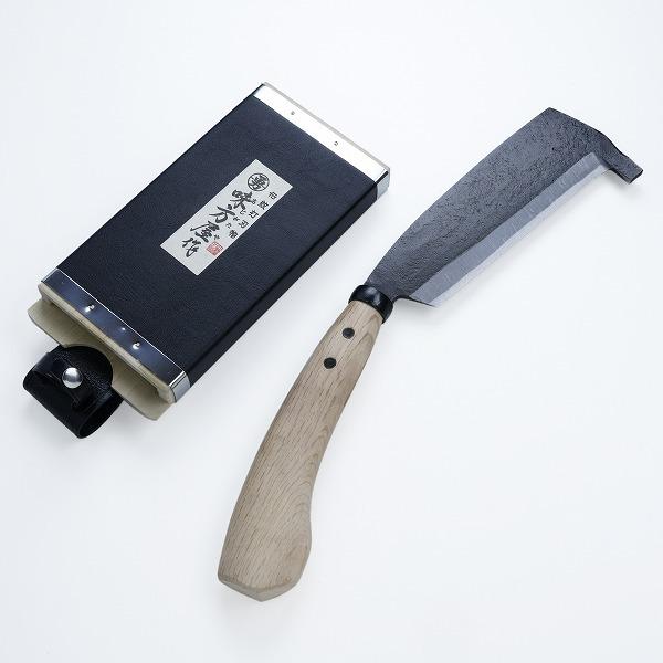 日野浦刃物工房 味方屋作 片刃 下田ハシ付鉈6.0 白樫柄 鞘付き ナタ