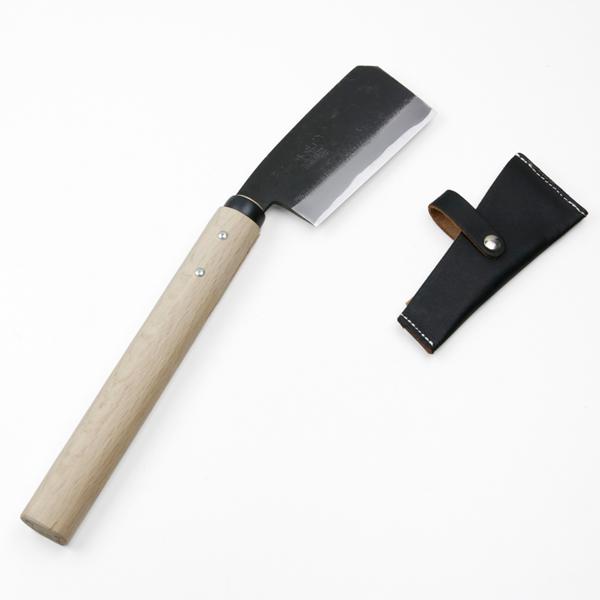 越後鉈 味方屋作 両刃 東型 白樫柄 刃当て付き ナタ アウトドア