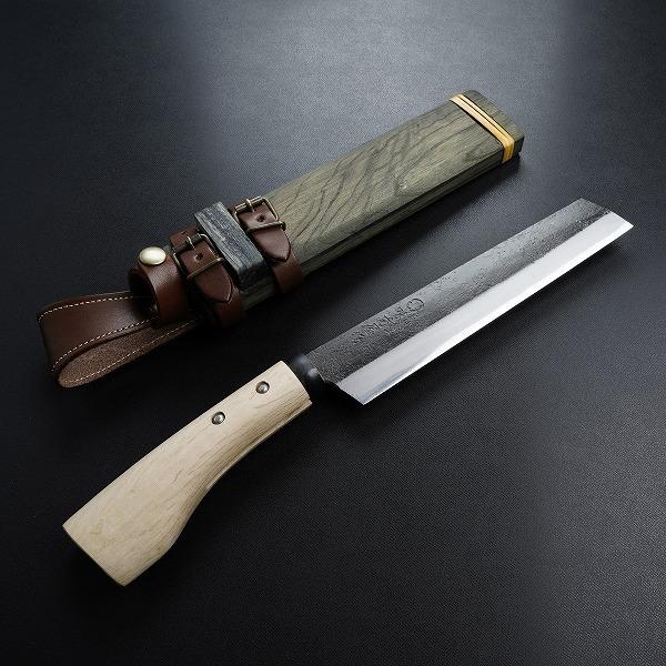 日野浦刃物工房 味方屋作 片刃 山鉈7.0 樫柄 黒染鞘付き ナタ
