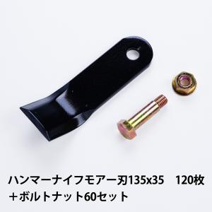 普及品 ハンマーナイフモア 替刃120枚 バロネス135mm×35mm + ボルトナット60セット HM200 HM1550｜honmamon