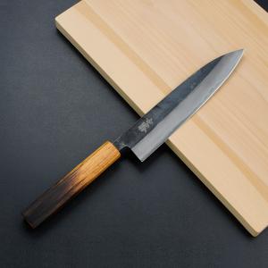郷右馬允義弘 牛刀 包丁 240mm 白紙2号 黒打ち仕上げ 両刃 樫八角柄 堺