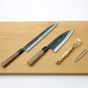 元兼 黒打ち両刃包丁セット 出刃包丁 150mm 柳刃包丁 210mm 菜切り包丁
