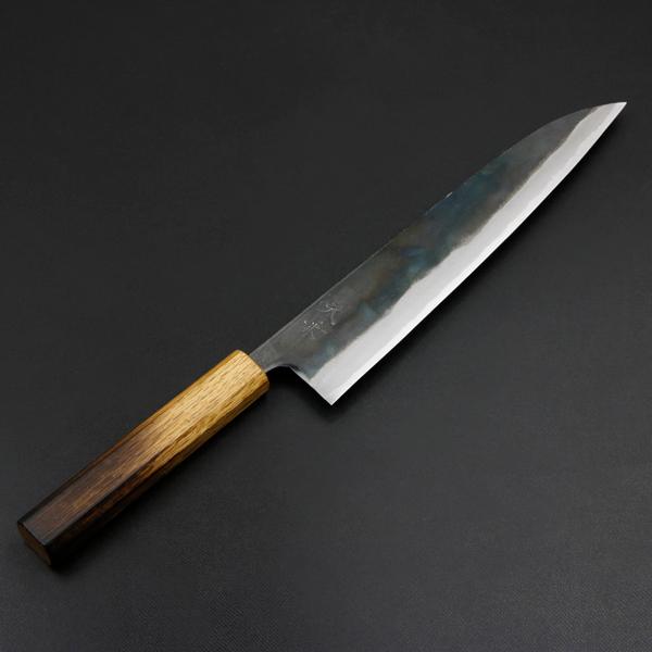 元兼 牛刀 240mm 両刃 青紙スーパー 割込み 黒打ち仕上げ 焼き漆柄 土佐打ち刃物 極上品