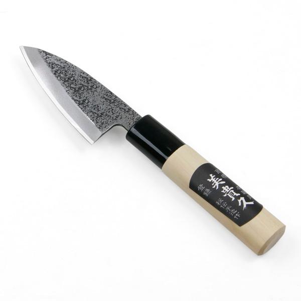 美貴久 小出刃包丁 片刃 75mm 白紙2号 鋼付 槌目仕上げ 左利き用