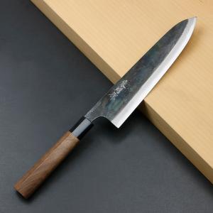 下総国光月作 三徳包丁 両刃 180mm 白紙1号 全鋼 溶接手仕上げ口金