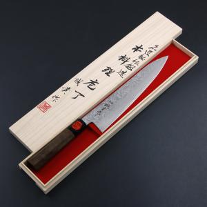 送料無料】 越前数馬作 VG-10鋼 有色17層ダマスカス 雷光 剣型文化包丁