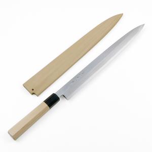 正本総本店 MASAMOTO 本焼・玉青鋼誂 壱鋼 乱打 8角柄付 柳刃刺身庖刀